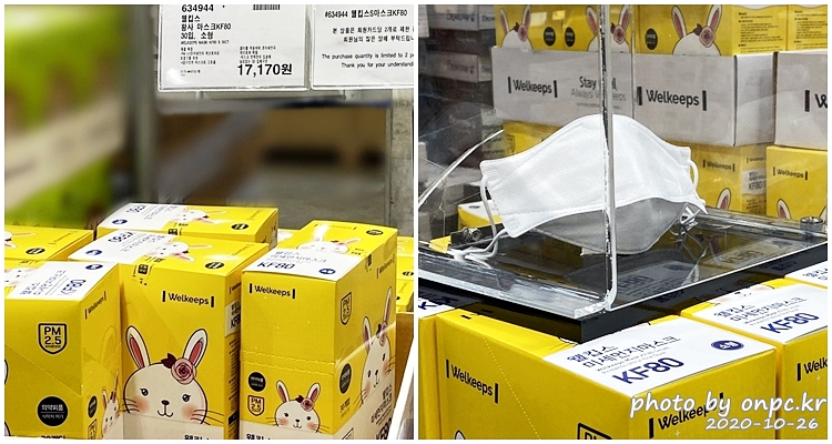 코스트코, 트레이더스 마스크 정보 알려드려요. - 1. 코스트코 마스크 제품 종류와 가격 정보~!! 웰킵스 황사 마스크 소형 30입