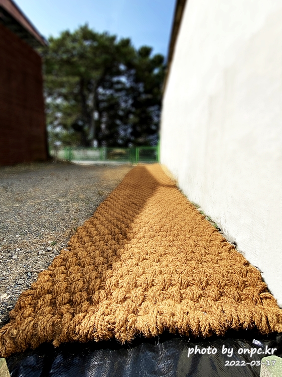 집마당 꾸미기, 잡초제거용 코코넛 야자매트깔기